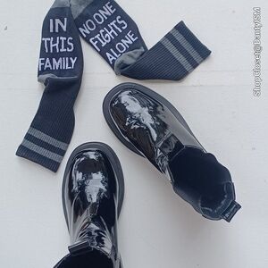 Black Patent Leather Chelsea Boots